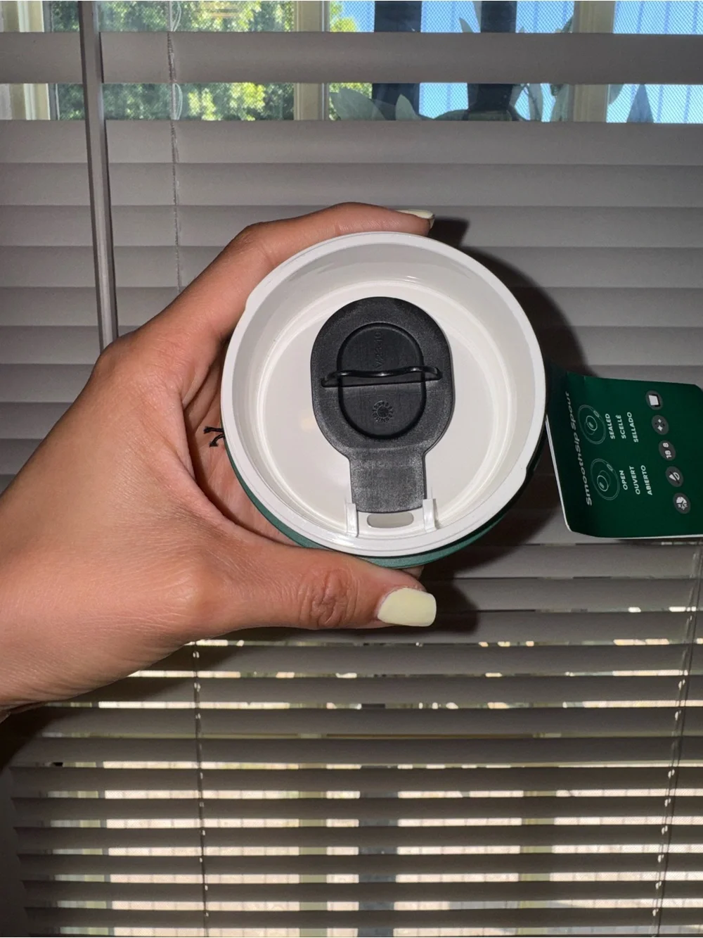 Owala+Starbucks White Tumbler with Green Siren Logo and Green Trim
